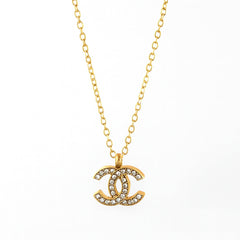 Crystal-Studded Twin C Pendant