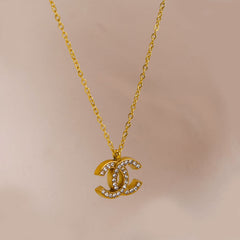 Crystal-Studded Twin C Pendant