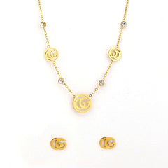 Luxury GG Monogram Necklace & Earrings Set – Gold Plated
