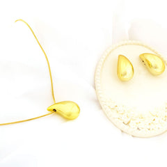 Teardrop Pendant Necklace & Earrings Set
