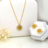 Classic Cutout Medallion Set with Crystal Border