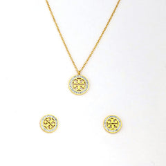 Classic Cutout Medallion Set with Crystal Border