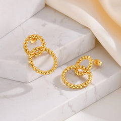 Twisted Rope Circle Drop Earrings