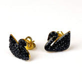 Black Swan Stud Earrings – Elegant Crystal Finish