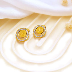 Crystal Rim LV Round Stud Earrings
