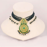 Noor Emerald Crystal Layered Necklace Set