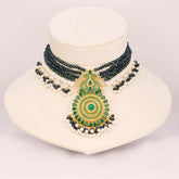 Noor Emerald Crystal Layered Necklace Set