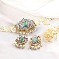 Regal Bloom Pearl & Stone Choker Set