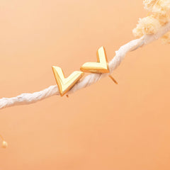 Minimalist V-Shape Gold Stud Earrings