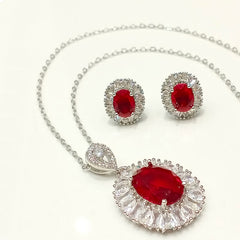 Elowen Oval Stone Statement Pendant Set