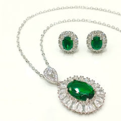 Elowen Oval Stone Statement Pendant Set