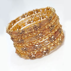 Riwaayat Antique Gold Carved Bangle Set