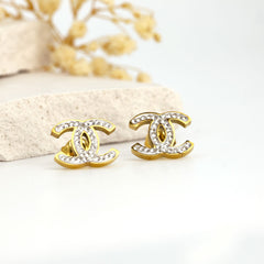 Double C Crystal Stud Earrings