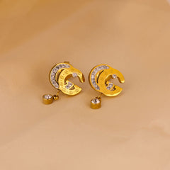 Crystal Drop Double G Stud Earrings