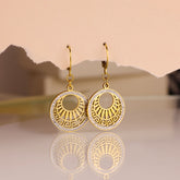 Greek Sunburst Crystal Drop Earrings