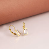 Golden Baguette Crystal Drop Earrings