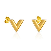 Minimalist V-Shape Gold Stud Earrings