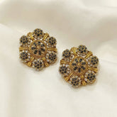 Floral Stone Cluster Stud Earrings