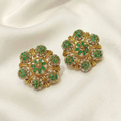 Floral Stone Cluster Stud Earrings