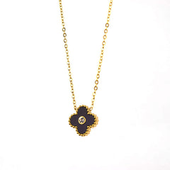 Elegant Enamel Clover Pendant with Crystal Center
