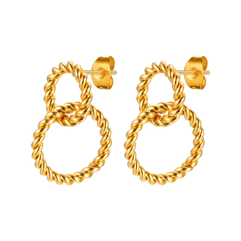 Twisted Rope Circle Drop Earrings