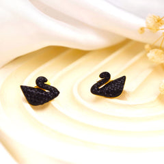 Black Swan Stud Earrings – Elegant Crystal Finish