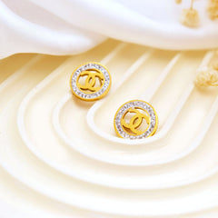 Crystal Halo CC Stud Earrings