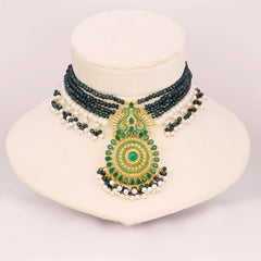 Noor Emerald Crystal Layered Necklace Set