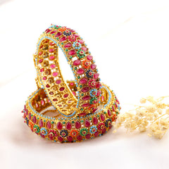 Gulbahar Floral Gold Bangles