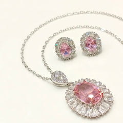 Elowen Oval Stone Statement Pendant Set