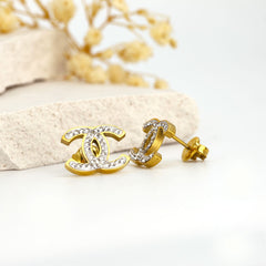 Double C Crystal Stud Earrings